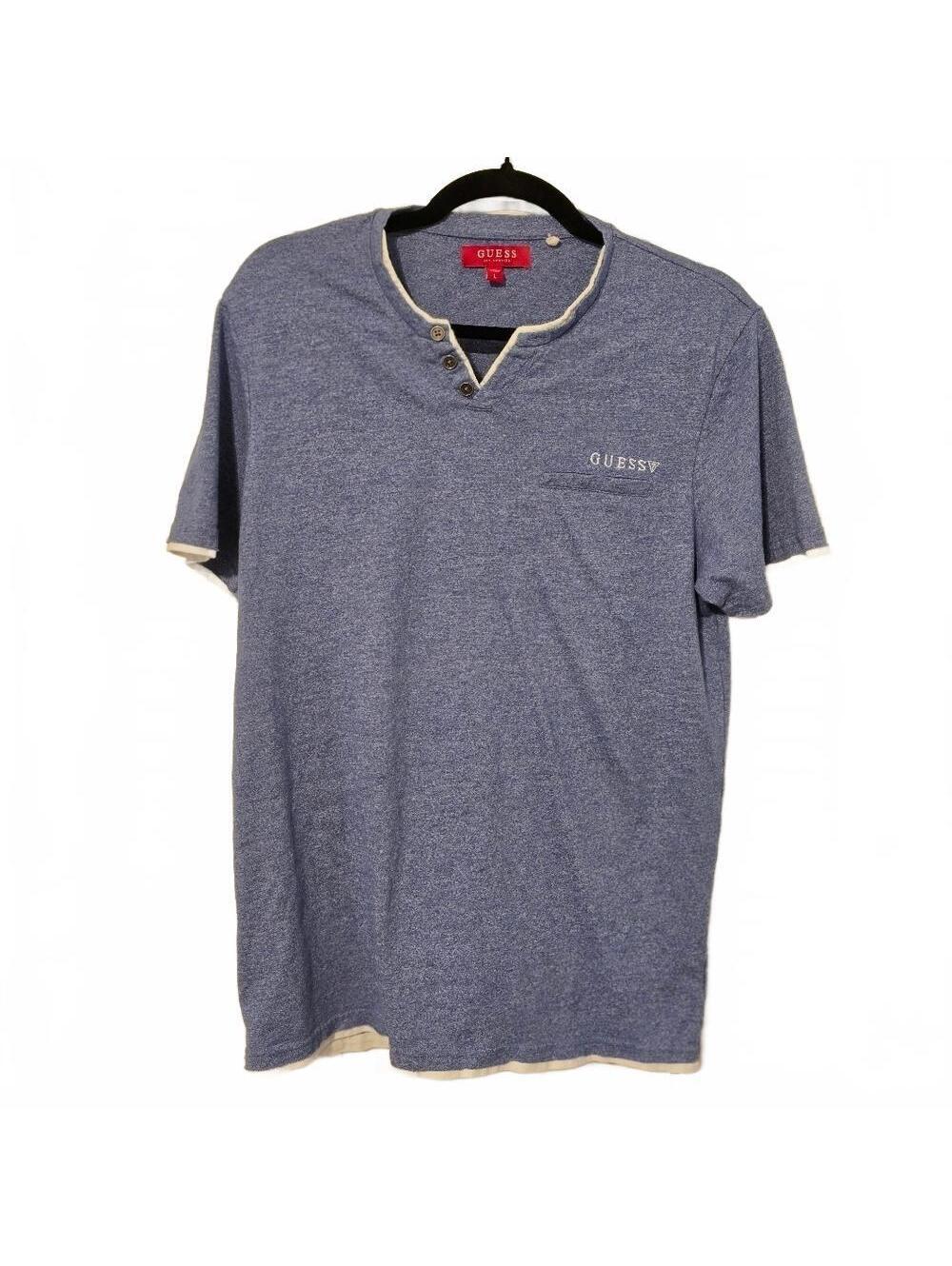 Guess Los Angeles Men’s Blue Henley T-Shirt Size L